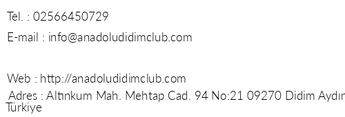 Anadolu Hotels Didim Club telefon numaralar, faks, e-mail, posta adresi ve iletiim bilgileri